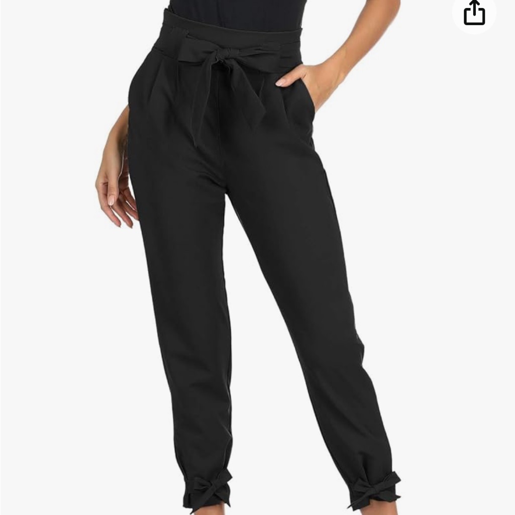 Grace Karin High Waist Pencil Pants W/ Pockets Bow-Knot Cropped Paper Bag Pants
